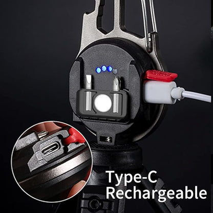 Cob Mini Flashlight Keychain Light, 500 Lumens Bright Rechargeable, Small Multi-Function Work Light, 7 Modes Portable Pocket Light Battery Display Bottle Opener for Camping Emergency Lighting