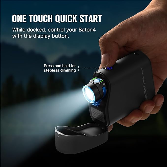OLIGHT Baton4 Premium Edition EDC Flashlights 1300 Lumens with Type-C Charging Box, Powered by Rechargeable Battery, Small Bright Flashlight IPX8 Waterproof for Camping, Emergencies, Outdoors (Black)