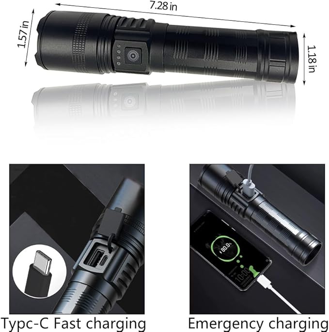 Rechargeable Flashlights High Lumens 2 Pack, High Power LED Flashlights with 5 Modes &Zoomable,3000lm Super Bright Multifunctional Flashlight, Handheld Flash Light for Emergencies, Camping