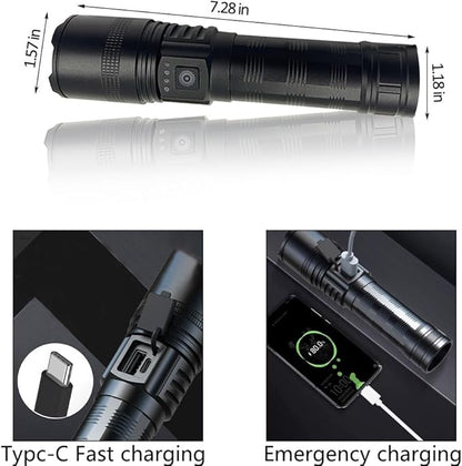 Rechargeable Flashlights High Lumens 2 Pack, High Power LED Flashlights with 5 Modes &Zoomable,3000lm Super Bright Multifunctional Flashlight, Handheld Flash Light for Emergencies, Camping