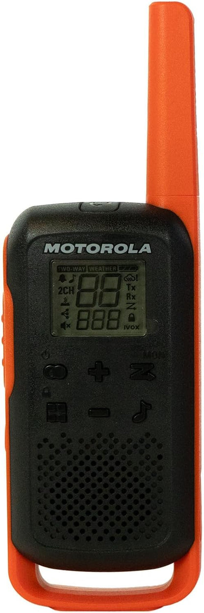 Motorola Solutions, Portable FRS, T275, Talkabout, Two-Way Radios, Rechargeable, 22 Channel, 25 Miles, Orange W/Black, 2 Pack