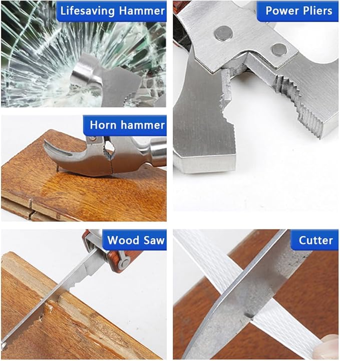 Hammer Multitool 15 in 1 Multi-Tool Knife Hammer Pliers Saw Bottle Opener Screwdriver Household Camping Work Multitool Gifts for Men Dad