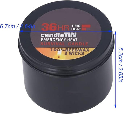 3 Wick 36 Hour Emergency Candle, Long Lasting Survival Candle with Aroma Slow Burn Beeswax Wax Camping Candle Scented Candle for Emergency, Camping, Hiking, Essential