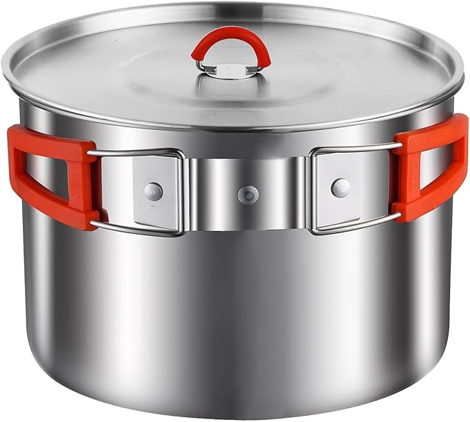 Camping Cookware Set,Camping Cooking Set,304 Stainless Steel Camping Pots and Pans Set,Camping Gear for Hiking Outdoor Cooking Picnics for 2-4 People