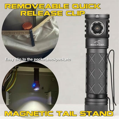 EC200 Powerful EDC 2250 lumens USB-C Rechargeable LED Flashlight - Lightweight, Compact Mini Pocket light Home use Camping Hiking Running Waterproof Outdoor Sports Hands-Free (Cool White 6500K, Grey)