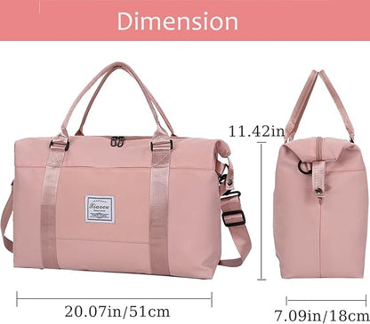 KARRESLY Travel Duffel Bag for Women,Shoulder Weekender Overnight Bag Sports Gym Tote Bag,Waterproof(Grey)