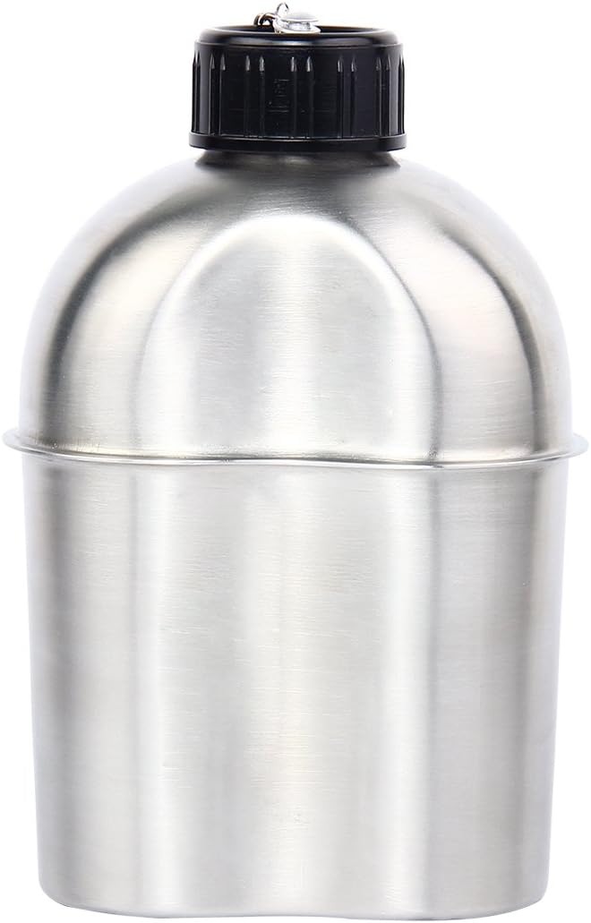 1.2QT Portable Water Bottle Stainless Steel Military Canteen with Cup Green Bag Outdoor Sport Camping Hiking Travel