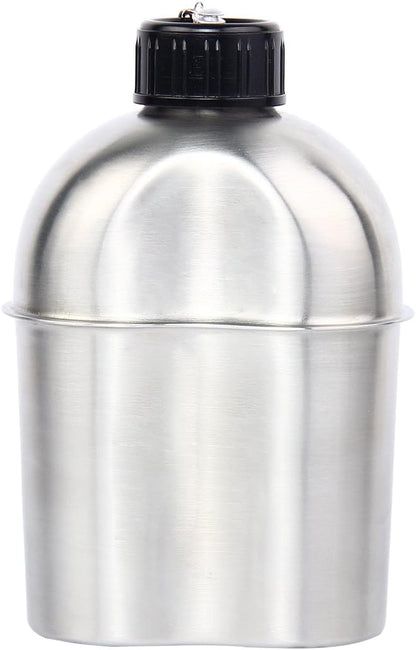1.2QT Portable Water Bottle Stainless Steel Military Canteen with Cup Green Bag Outdoor Sport Camping Hiking Travel