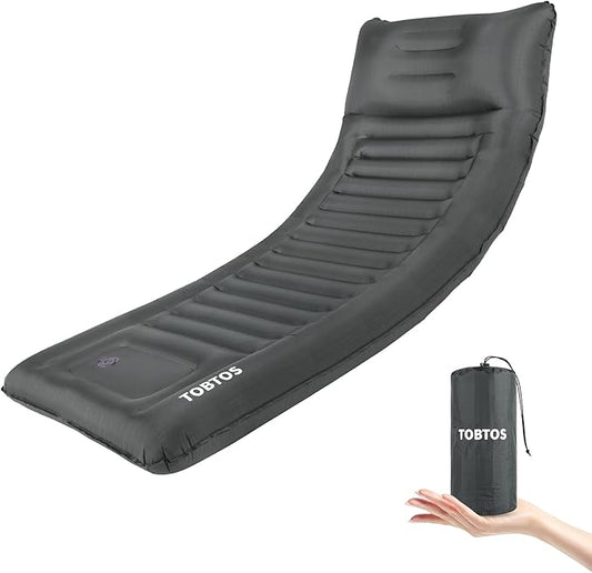 TOBTOS Self Inflating Camping Sleeping Pad with Pillow, Thick 6 Inch Ultralight Sleeping Pad with Built-in Pump, Lightweight Sleeping Mat for Camping, Backpacking, Hiking, Tent (Brown)