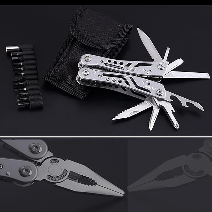 14 in 1 Multifunctional Pliers, Foldable and Self-locking Tool, Suitable for DIY, Outdoor Camping, Maintenance, and Good Helper for Men at Home