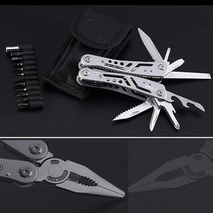 14 in 1 Multifunctional Pliers, Foldable and Self-locking Tool, Suitable for DIY, Outdoor Camping, Maintenance, and Good Helper for Men at Home