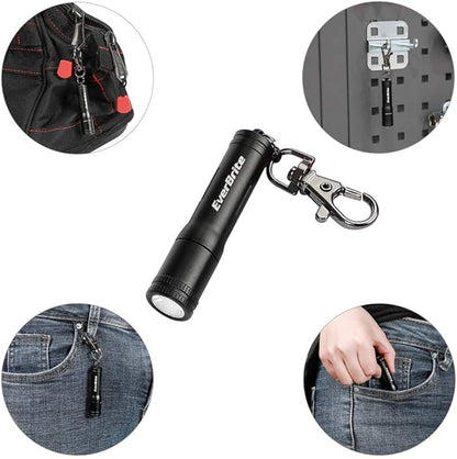 EverBrite Mini LED Flashlight High Lumen Keychain EDC Flashlight, Small Pocket Pen-Light for Hurricane Supplies, Camping, Hiking, Emergency, Hunting, 1 AAA Battery(Include), Black