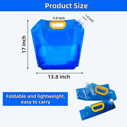 Portable Water Storage Containers For Camping, Collapsible Water Bag, Water Jugs For Hiking,Reusable Gallon Water Jug, Drink Pouches For Emergency (10L, Count, 2)