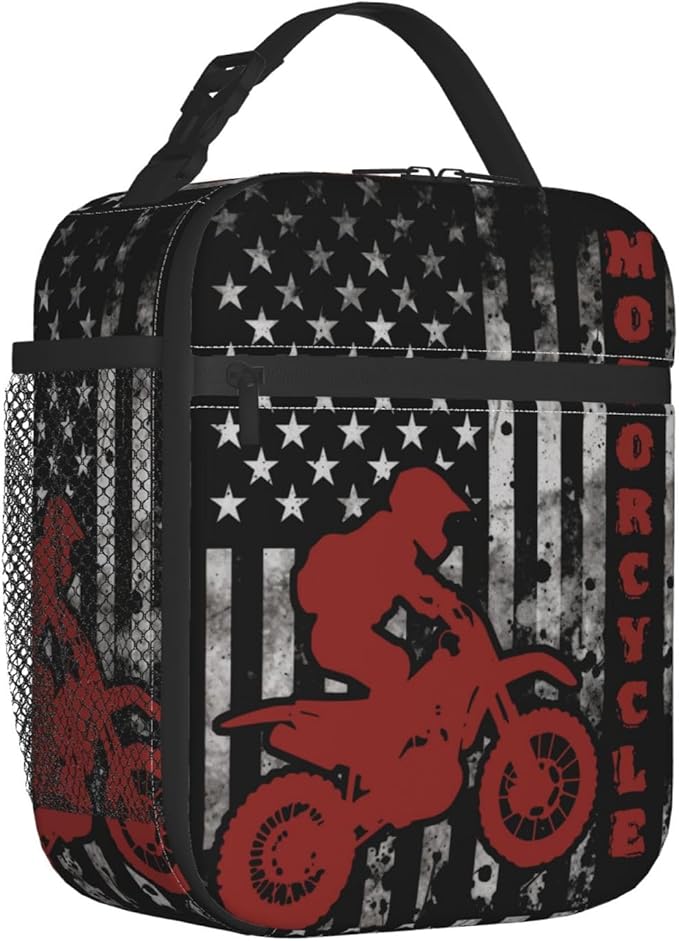 Motorcycle Lunch Bag Insulated Reusable Lunch Box Thermal Cooler Tote For Men Women Work Travel Picnic Hiking