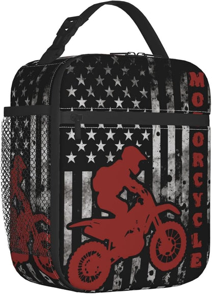 Motorcycle Lunch Bag Insulated Reusable Lunch Box Thermal Cooler Tote For Men Women Work Travel Picnic Hiking