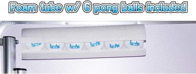 PartyPong 8-Foot Folding Pong Table w/LED Lights, Erasable Markers & Pong Balls - Black Erasable Surface