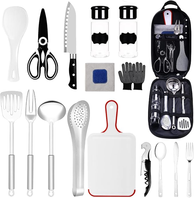 Camping Essentials Camping Accessories Gear Must Haves Camper Tent Camping Kitchen Rv Cooking Set Camping Cooking Utensils Set Supplies Gadgets Outdoor Stove Portable Picnic Gifts BBQ Stuff
