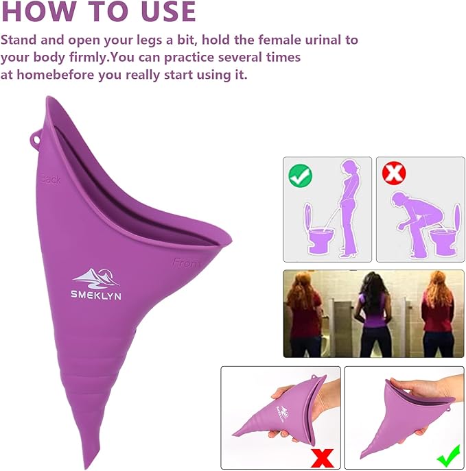 Female Urination Device Women Pee Funnel Reusable Silicone Urine Cup Female Urinal Post Surgery Pee Standing Up Perfect for Camping Hiking Travel Road Trip Accessories-Plus Size