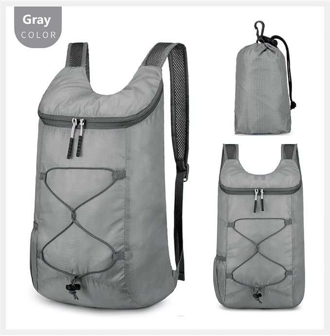 16L Hiking-Daypack Lightweight-Foldable Travel-Backpack Water-Resistant Camping Outdoor Packable Easy Carry-on Bag (Gray)