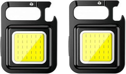 2 Pack COB Mini LED Flashlight Keychain Light Multifunctional Portable COB Camping Flashlights USB Charging Work Lights Fishing Lanterna（2 Pack）