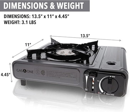 Gas One Butane Gas Stove with 4 Fuel Canister Catridge - Gray
