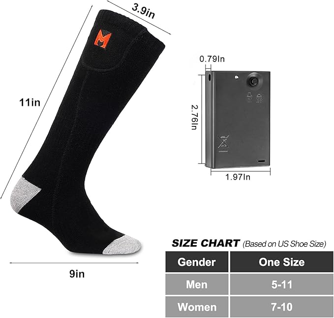 Heated Socks for Men Women, Battery Heated Socks, Electric Heating Socks for Men Women Camping Fishing Cycling Skiing Skating Hunting Hiking