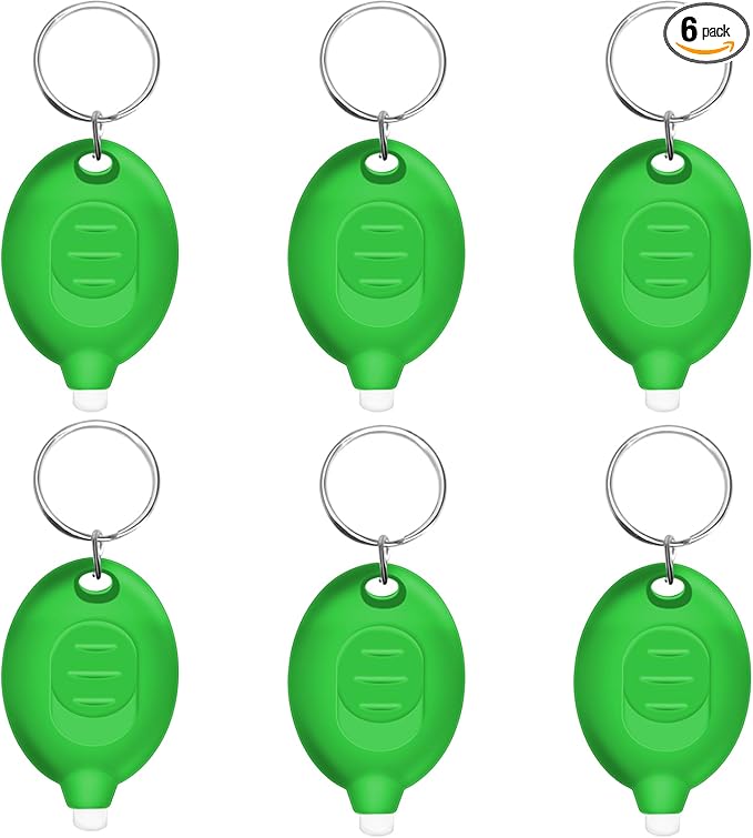 Mini LED Green Light Keychain Flashlight, Small Keychain Flashlight 12 Lumen Portable Pocket Flashlight, Ultra Bright Micro LED Flashlight Green Light Flashlight with Green Shell (6PCS)