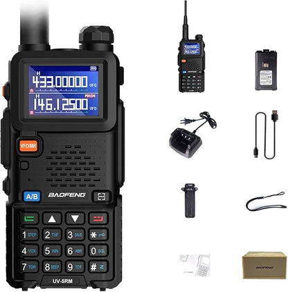 BAOFENG UV-5RM Two Way Radio Multi-Band Long Range Walkie Talkie NOAA USB-C Charging Upgrade of UV-5R Ham Radio Air Band 1.77in LCD Screen