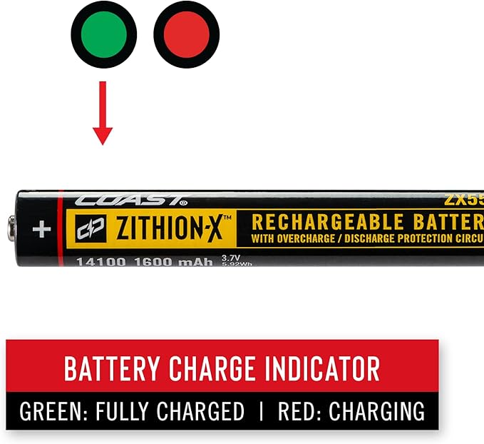 Coast ZX555 ZITHION-X Li-Ion Rechargeable Battery for The G24, G25, G26, G32, and G34 LED Flashlights, Black