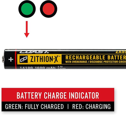 Coast ZX555 ZITHION-X Li-Ion Rechargeable Battery for The G24, G25, G26, G32, and G34 LED Flashlights, Black