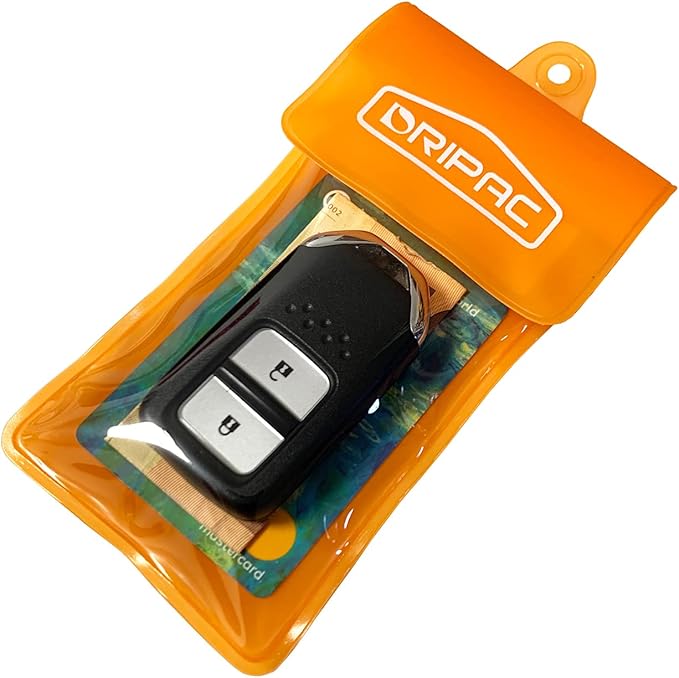 DRIPAC Waterproof Car Key FOB Case Waterproof Wallet Waterproof Holder Pouch For Key ID Badge Credit Card Money（Orange）