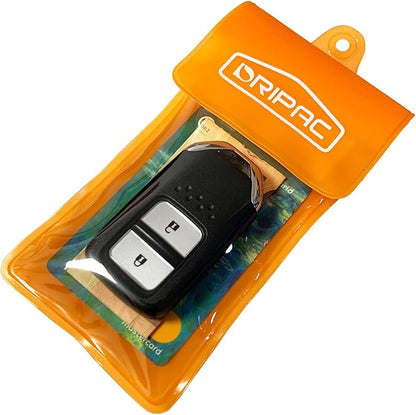 DRIPAC Waterproof Car Key FOB Case Waterproof Wallet Waterproof Holder Pouch For Key ID Badge Credit Card Money（Orange）