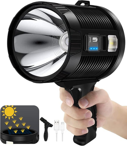 1000000 Lumens Spotlight, 6 Modes Super Bright Rechargeable Spotlight Flashlight, IPX6 Waterproof Outdoor Handheld Spot Lights for Marine Hunting Boating, XXX-Large with Tripod