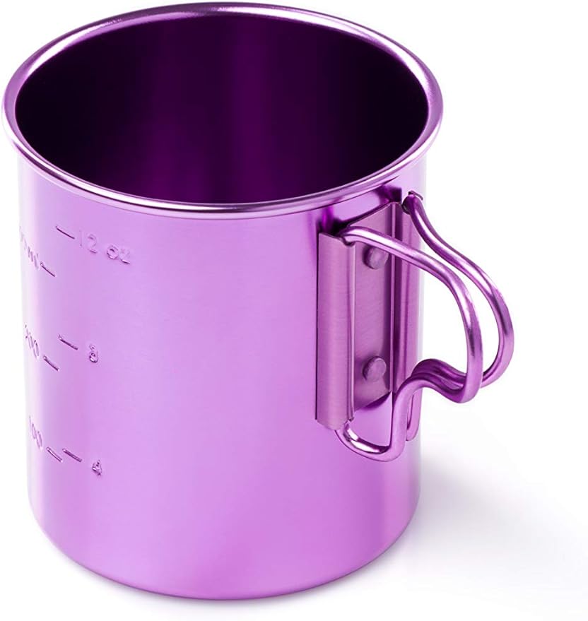 GSI Outdoors Bugaboo Cup - Ultralight Aluminum Camping & Backpacking Mug with Folding Handles - Hot Coffee, Tea, Soup (14oz)