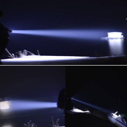 Super Bright Torch Searchlight Handheld Portable LED Spotlight USB Rechargeable Flashlight for Mining,Camping, Hiking, Fishing