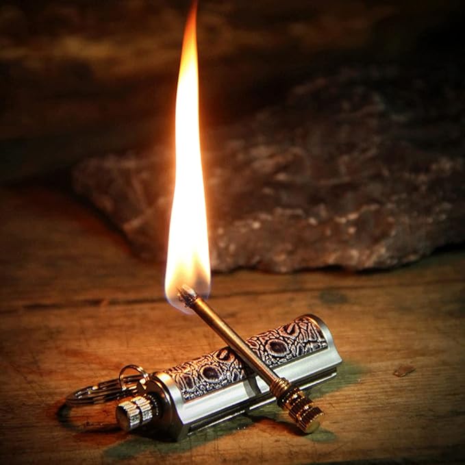 Permanent Match, Keychain Flint Metal Matchstick Fire Starter, Waterproof Emergency Flint Fire Starter for Outdoor Camping Survival,Great Gift