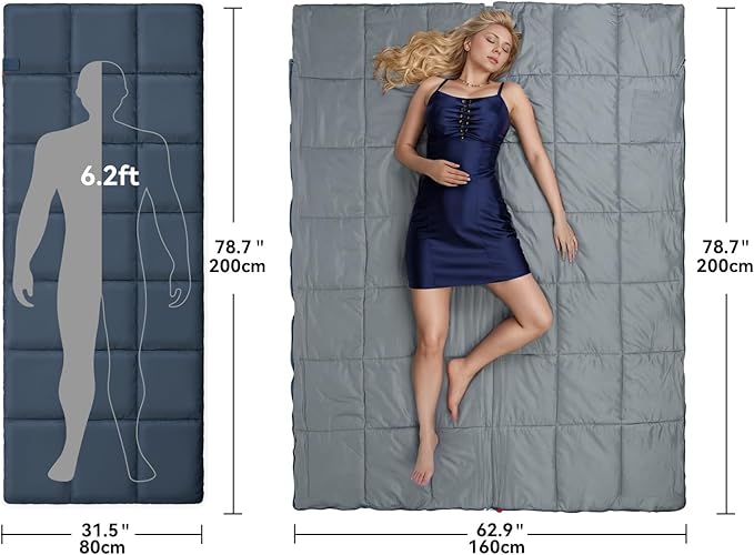 Envelope Sleeping Bag 3 Season Warm Weather Portable Compact Sleeping Bags for Adult Kids with Carry Bag for Camping Hiking Backpacking and Outdoors 59℉-77℉