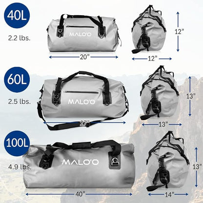 Malo'o Waterproof Roll-Top Duffel - 100L - Keep Gear Dry for Outdoor Adventures - Pockets & Molle Loops