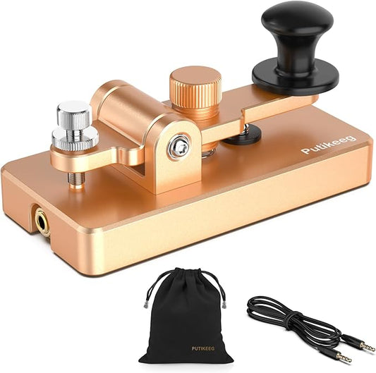 Classical Morse Mini Code Key Morse Code Paddle Key Aluminum Alloy Mini-Key Morse CW Portable Key Morse Practice Key Gold