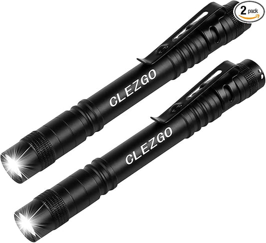 LED Pen Light Flashlights-2 Pack Small,Mini, Waterproof Pocket Flashlight with Clip for Camping, Outdoor, Emergency, Inspection, Work,Repair,Nurses & Medical Use