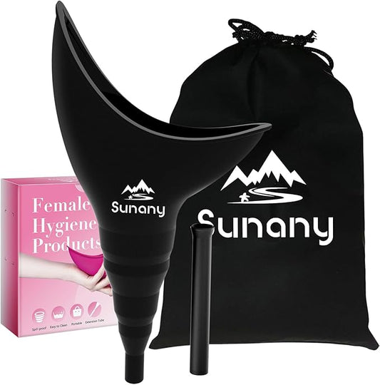 Female Urination Device, Female Urinal Silicone Funnel Urine Cups Portable Urinal for Women Standing Up to Pee Funnel Reusable Women Pee Funnel, Outdoor, Activities, Camping (Black)