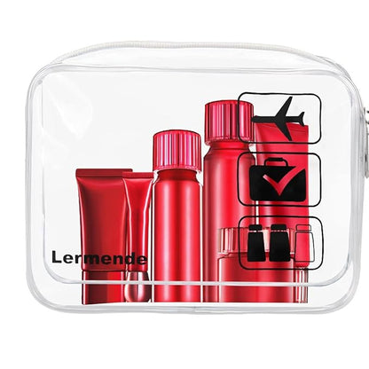 Lermende 2pcs Clear Toiletry Bag TSA Approved Travel Bag,Carry On for Travel,Airport Airline Accessories Compliant Bag,Quart Sized Makeup Cosmetic bag Women Men (Clear, 3 Pack)