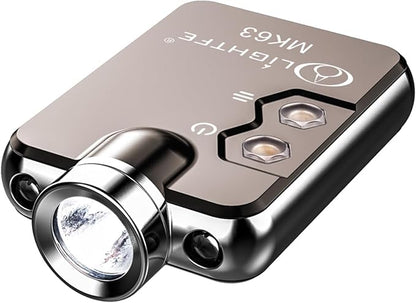 LIGHTFE Key-Chain Flashlight MK63 3 in 1 uv Light+Glare White Light+red Light for EDC Flashlight, Camping Flashlight, Emergency Light Designs to Max. 300LM Brightness, 3 Colors LED Lamp(Grey)
