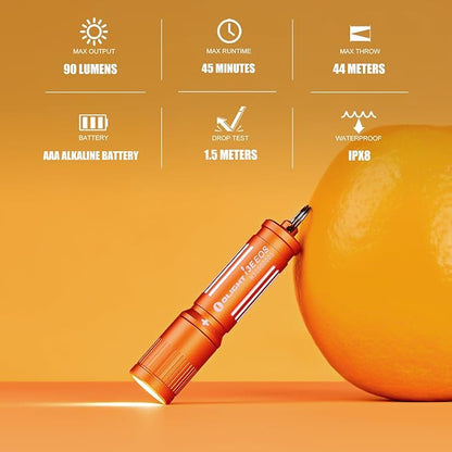 OLIGHT 90 Lumens i3E EOS PMMA TIR Lens AAA Flashlight Compact Keychain Flashlight EDC Flashlight for Night, Camping(Vibrant Orange)