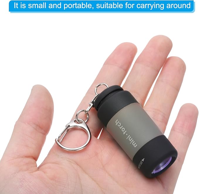 PATIKIL Mini Keychain Flashlight, Pocket LED Flashlight Portable Torch USB Rechargeable for Outdoor Camping Party, Grey