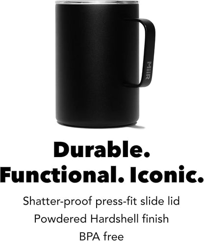 MiiR, Camp Cup, Vacuum Insulated, Stainless Steel with Slide Lid, BPA Free, Black, 16 Fluid Ounces