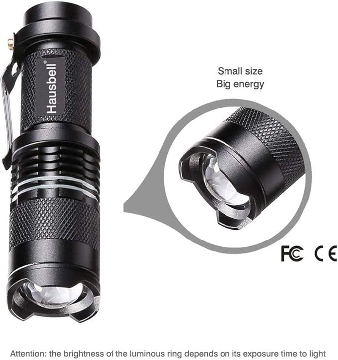 HAUSBELL Flashlights, Handheld Flashlights, Upgraded 7W Mini LED Flashlights, Tactical Flashlights High Lumens, Zoomable 3 Modes Flash Light for Kids Indoor Outdoor Hiking Camping, 6 Pack