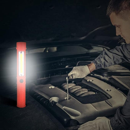 LED Portable Worklight Magnetic Flashlight,Unique Cool Gadget Tool for Men Dad Him Gift Idea,Pocket Battery COB Work Lamp Torch for Automotive,Grill,Camping,Emergency (2 Pack,Black,Batteries Included)