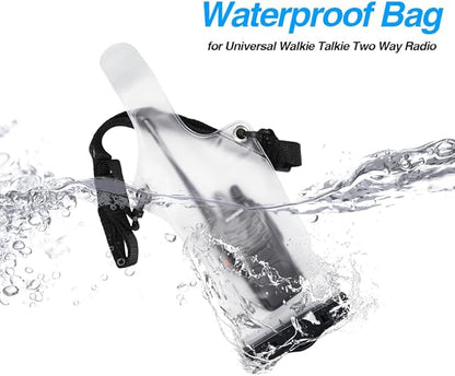 4Pcs Universal Two Way Radio Waterproof Case Bag Portable Walkie Talkie Rainproof Pouch with Adjustable Strap Compatible for Motorola Kenwood Midland UV-3R UV-5R PX-888 Walkie Talkie Radio (White)
