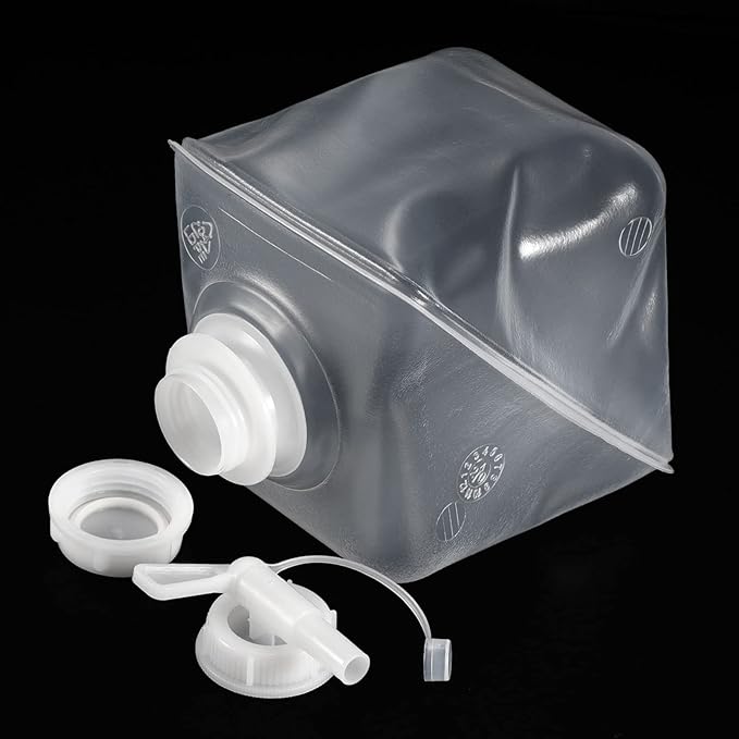 MECCANIXITY Collapsible Water Container 2L 0.53 Gallon Portable Storage Carrier Cube Jug with Spigot Sealing Cap for Outdoor Hiking Camping Boating Swimming